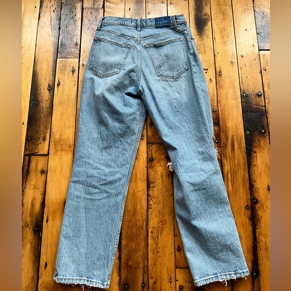 Abercrombie & Fitch 27/4S The 90’s Straight Ultra High Rise Jeans Ripped Blue - Picture 8 of 13